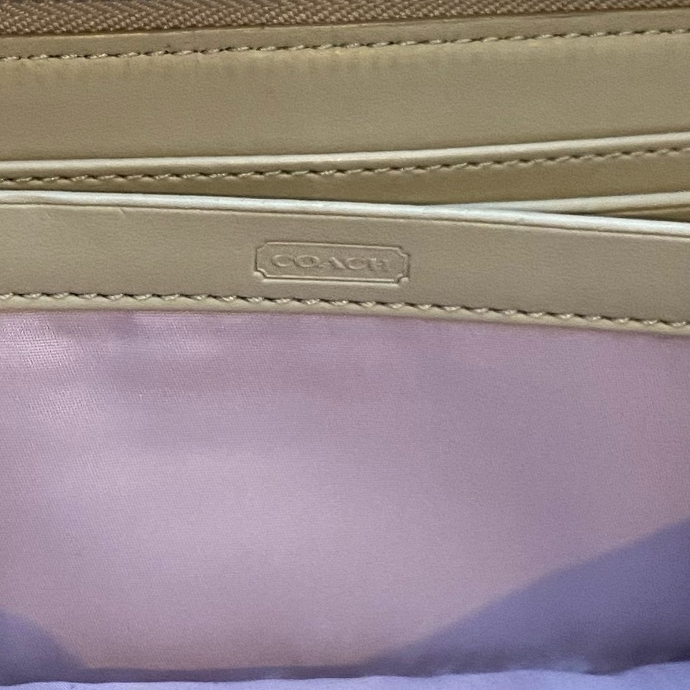 Coach Signature Accordion Zip Wallet in Khaki - Picture 7 of 7